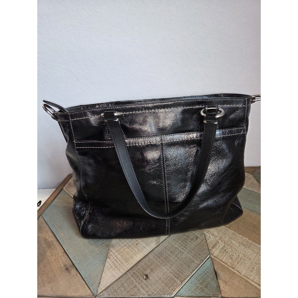 Coach Chelsea Black Patent Leather Shoulder Bag Crossbody 2009 Purple liner Y2K - Picture 7 of 9